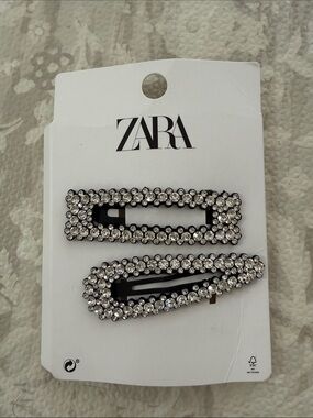 ZARA Crystal-Embellished Black Hair Clip Set